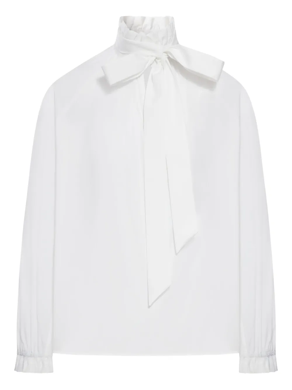 La Doublej Tie-neck Cotton Blouse In White