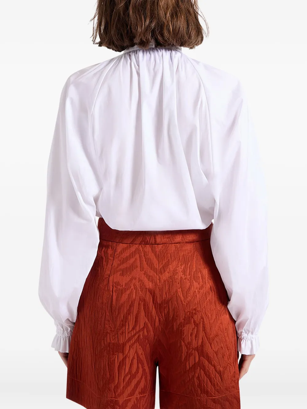 La DoubleJ tie-neck cotton blouse - Wit