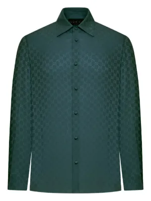 Gucci グッチ　メンズ　シャツ　美品 グッチ メンズ ウェアGGリネン ブレンド キャンバス シャツ