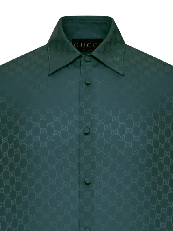 Gucci GG Jacquard Silk Shirt Green FARFETCH JO