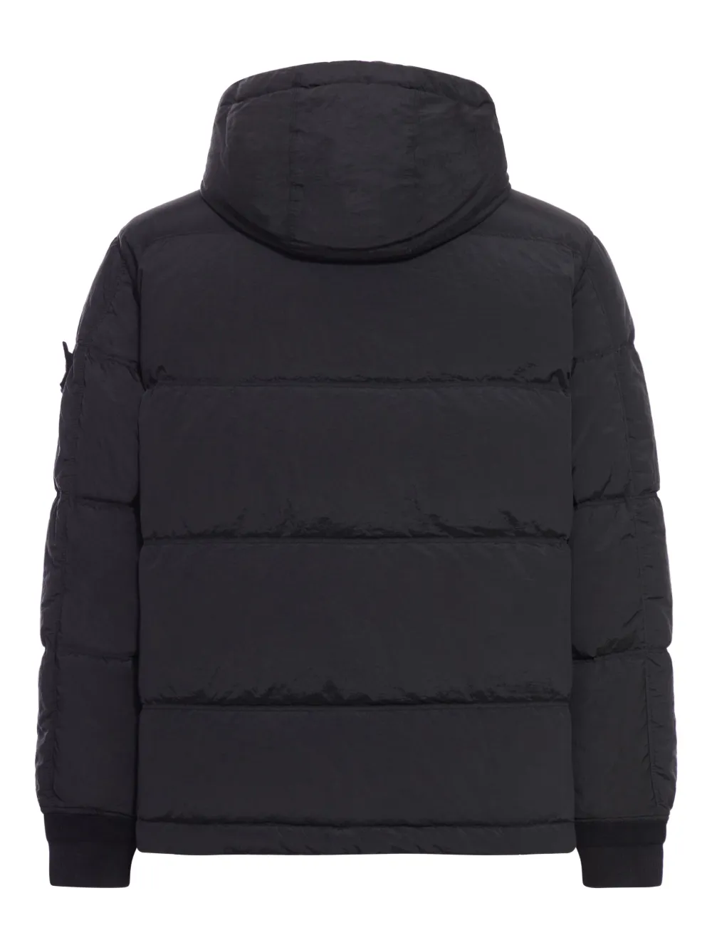 Stone Island Down Jacket With Zip And Hood In Black