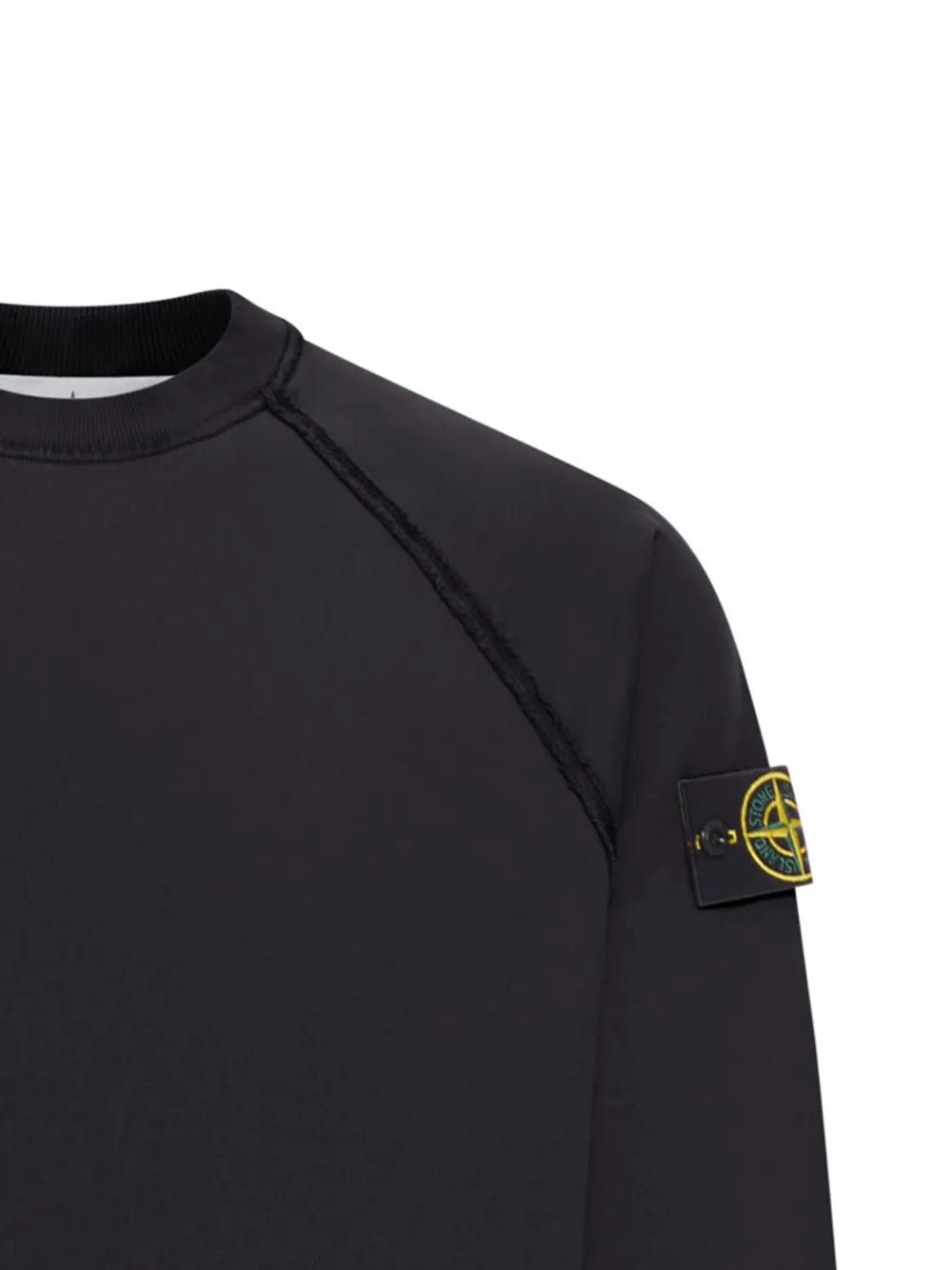 Stone Island Crew Neck Sweatshirt In Organic Brushed Cotton In Black
