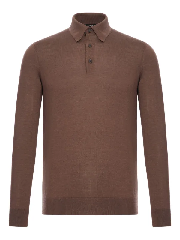 Ermenegildo Zegna COUTURE カシミヤ シルク ニットポロ Zegna ポロシャツ | ブラウン | FARFETCH JP