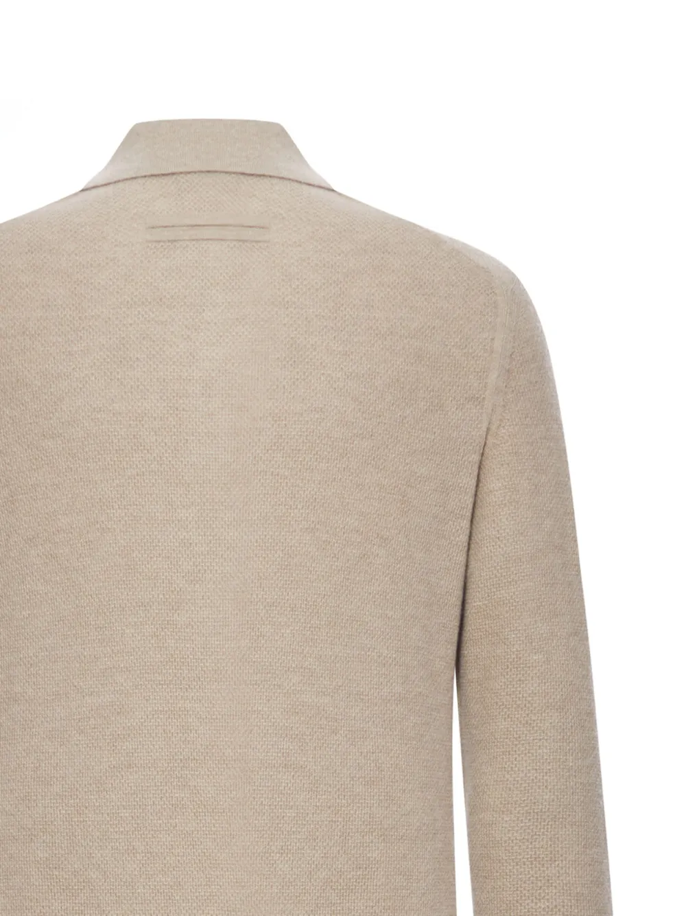 Zegna Cashmere Polo With Long Sleeves And Ribbed Hem In Brown