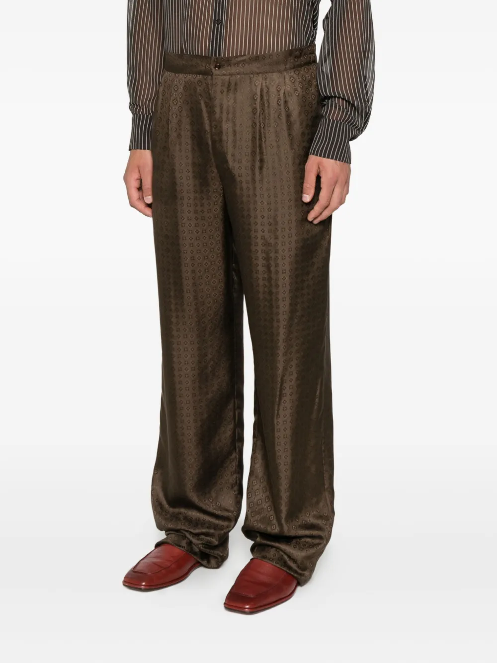 Saint Laurent Broek met knoopsluiting Bruin