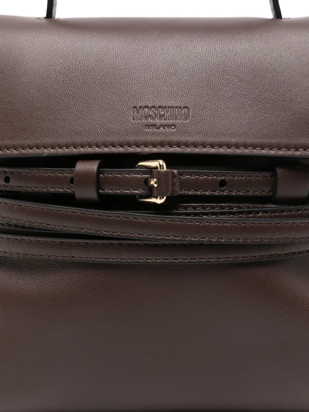 Moschino Tie Me kleine shopper met gespbandje Bruin