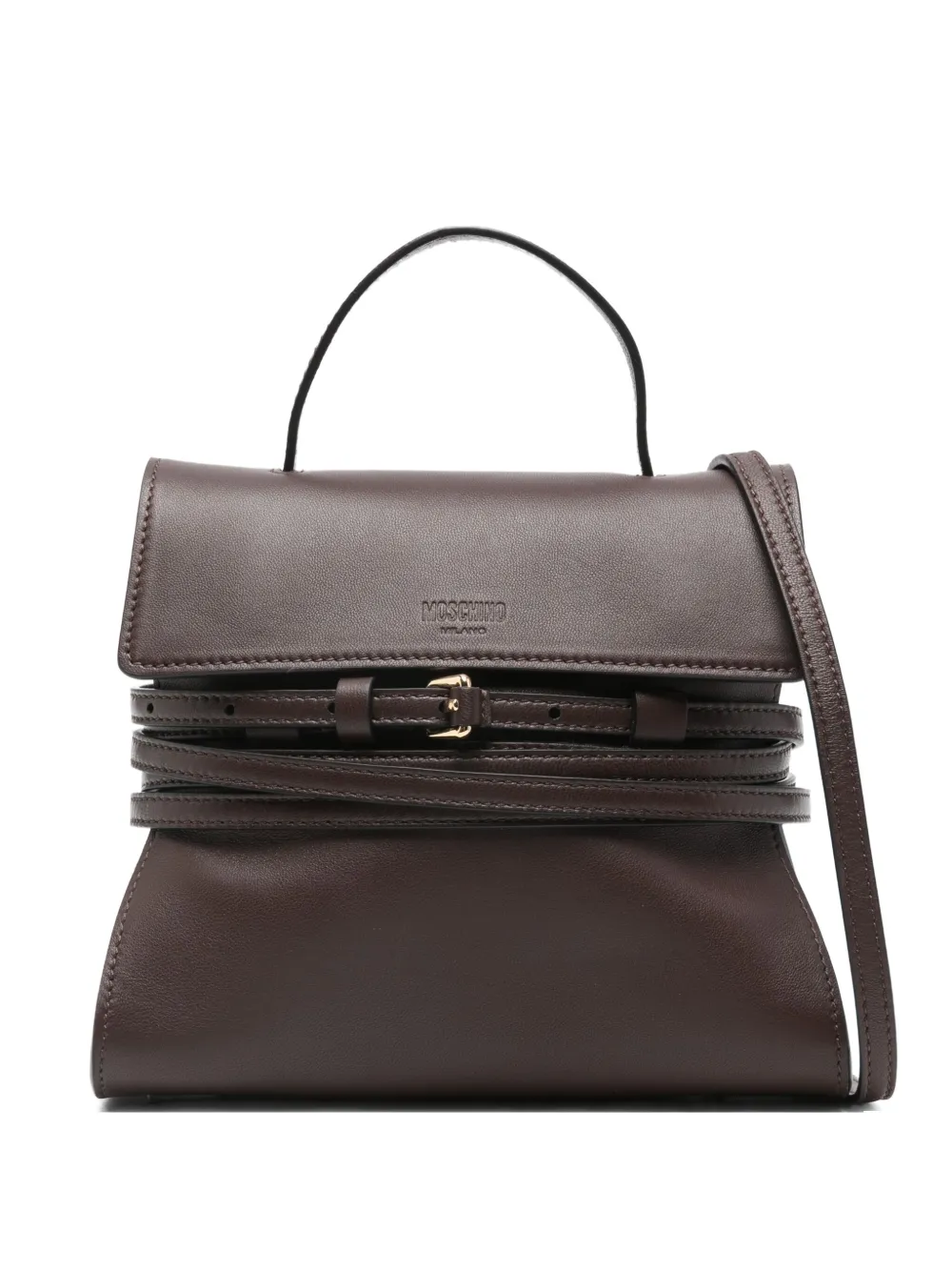 Moschino Tie Me バックルストラップ ハンドバッグ S - ブラウン