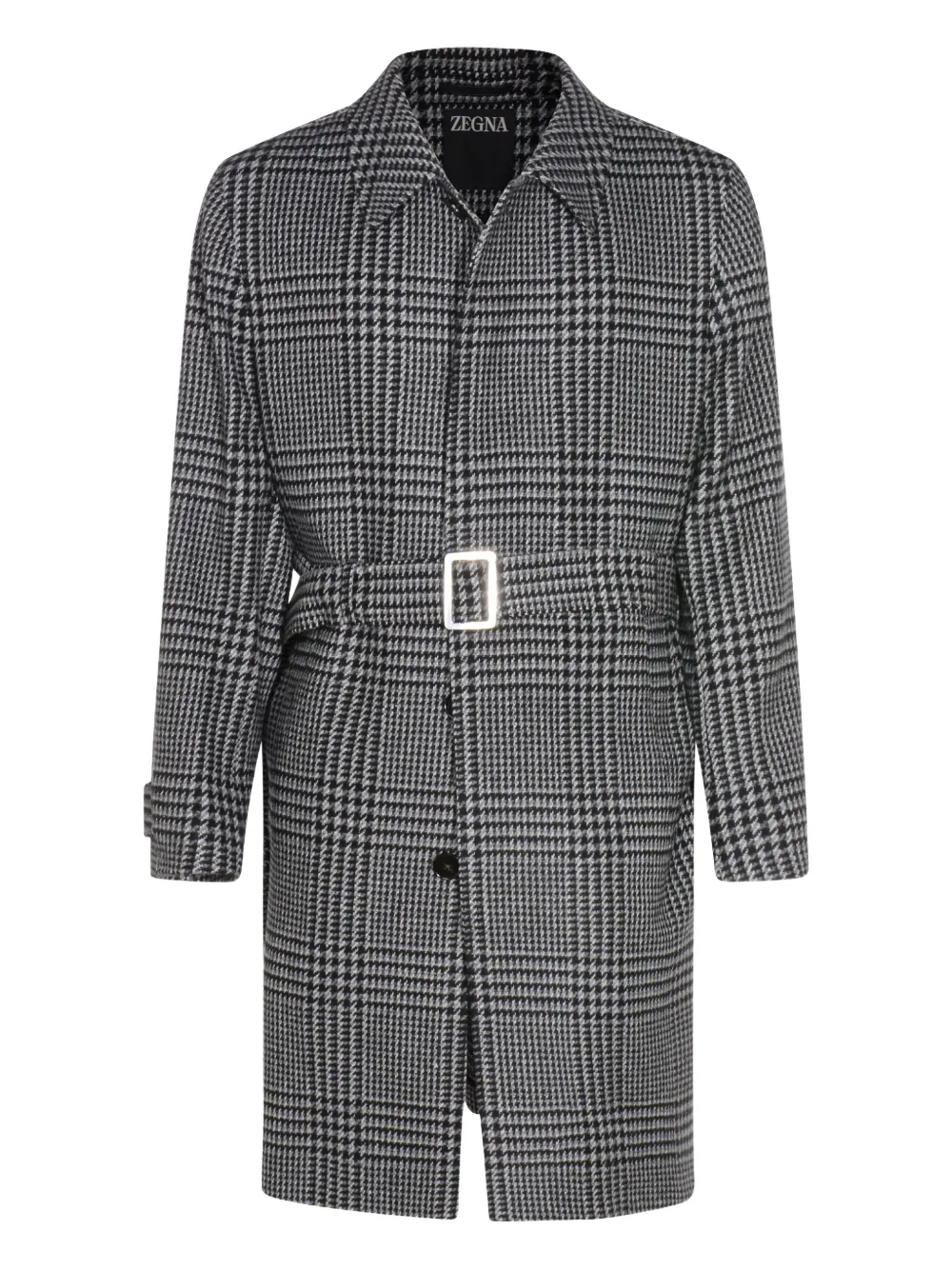 Zegna abrigo con cinturón y motivo pied de poule | gris | Image 1