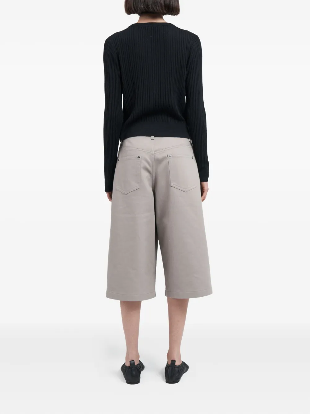 Maria Mcmanus Ribbed Crew-neck Cardigan In Black