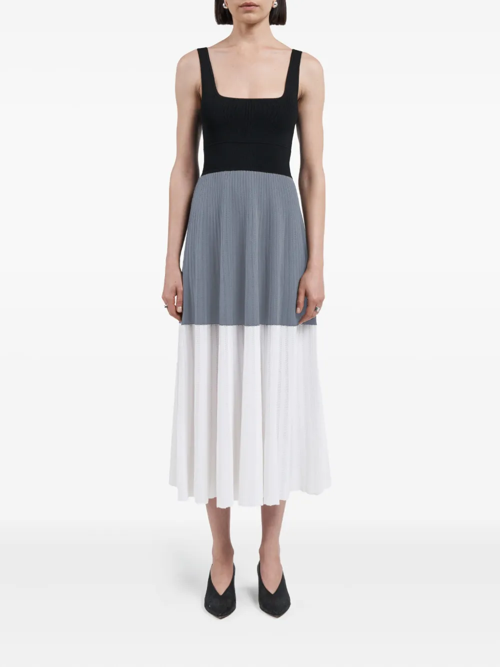 Maria Mcmanus Color Block Square-neck Midi Dress In Multi