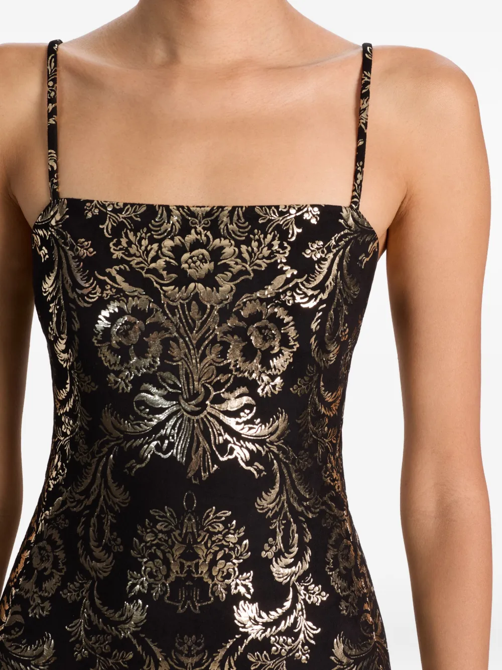 Alice And Olivia Fifi Spaghetti-strap Floral Mini Dress In Black