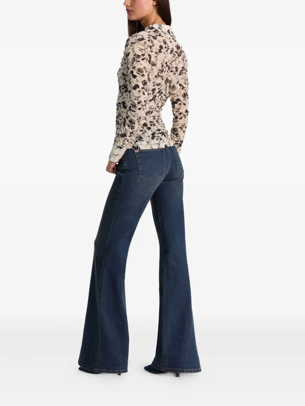 Alice And Olivia Portia Floral Button-down Shirt In Neutral