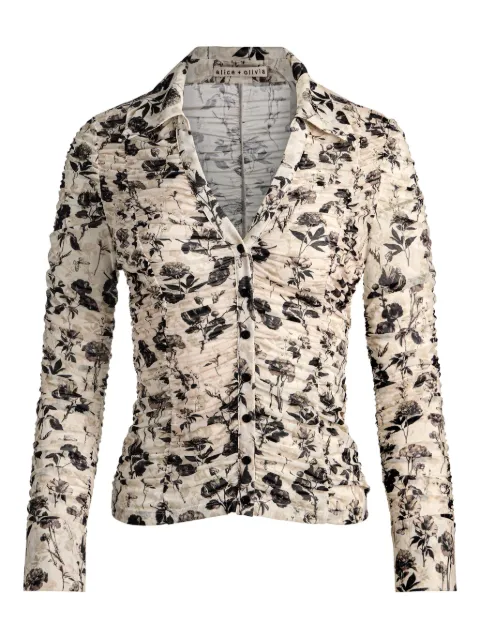 alice + olivia Portia floral button-down shirt