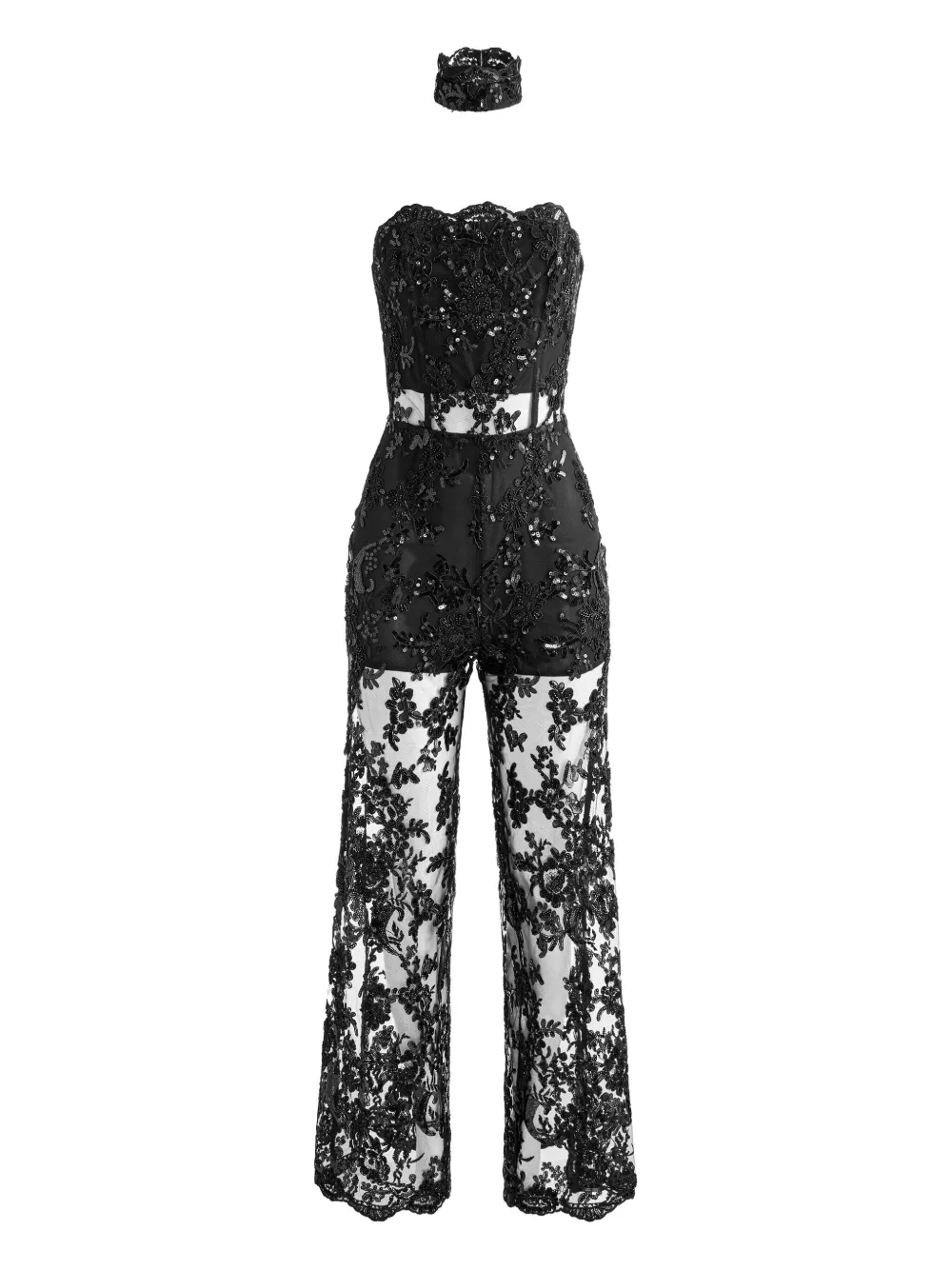 alice + olivia mono Georgie con encaje y apliques | negro | Image 1