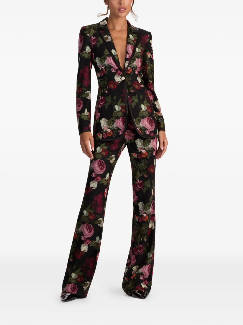 Alice And Olivia Breann Floral Blazer In Brown