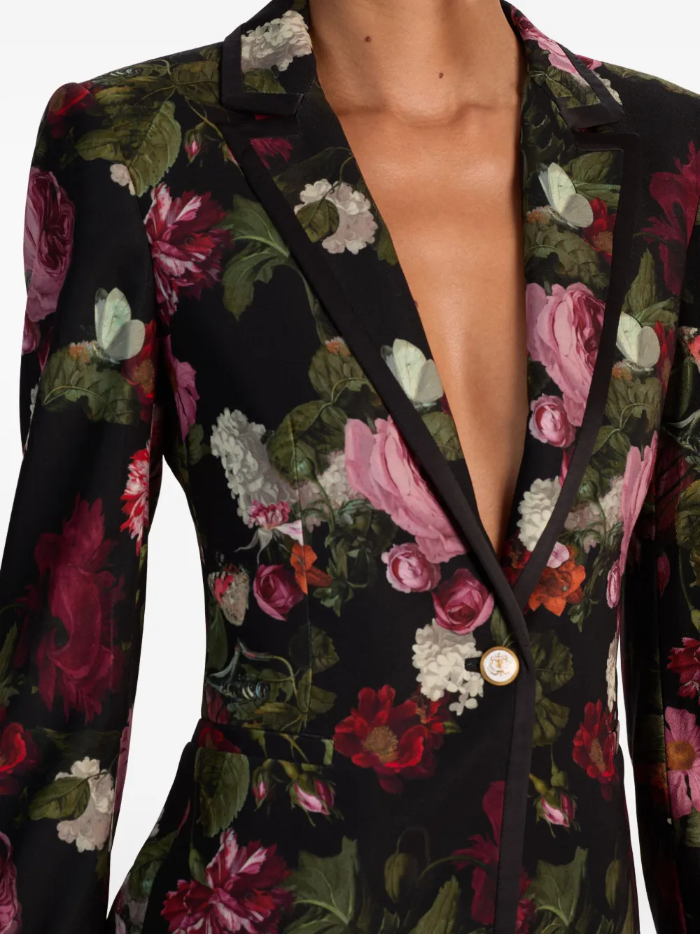 Alice And Olivia Breann Floral Blazer In Brown