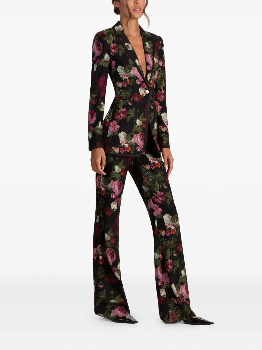 Alice And Olivia Breann Floral Blazer In Brown