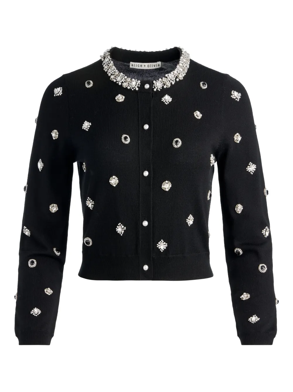 Alice And Olivia Dollie Embellished Cardigan In Black