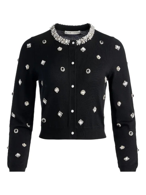 Alice+Olivia - 新品 alice+olivia ボウリボン×ケーブルニットカーディガン ブラック 32363383_62360570_600.jpg