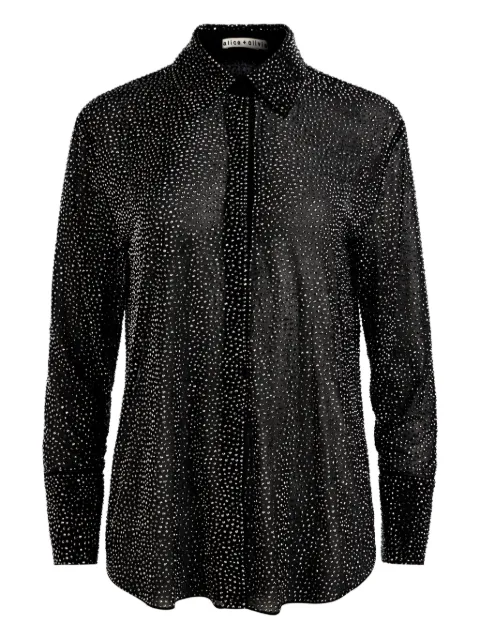 alice + olivia Finely crystals-embellished button-down shirt