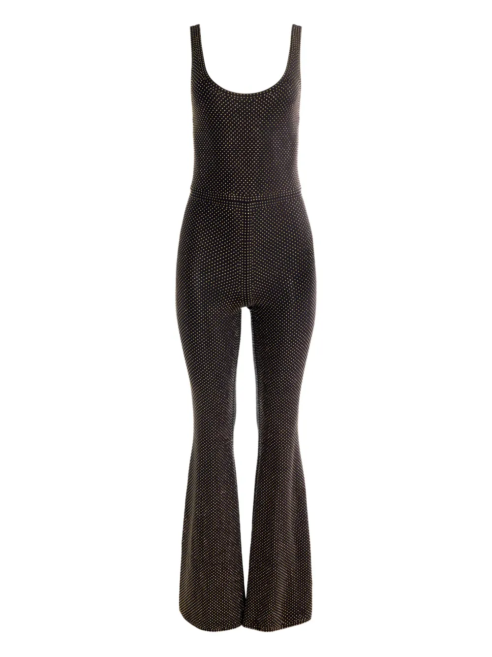 Alice And Olivia Teresa Embellished Flared-hem Jumpsuit In Black