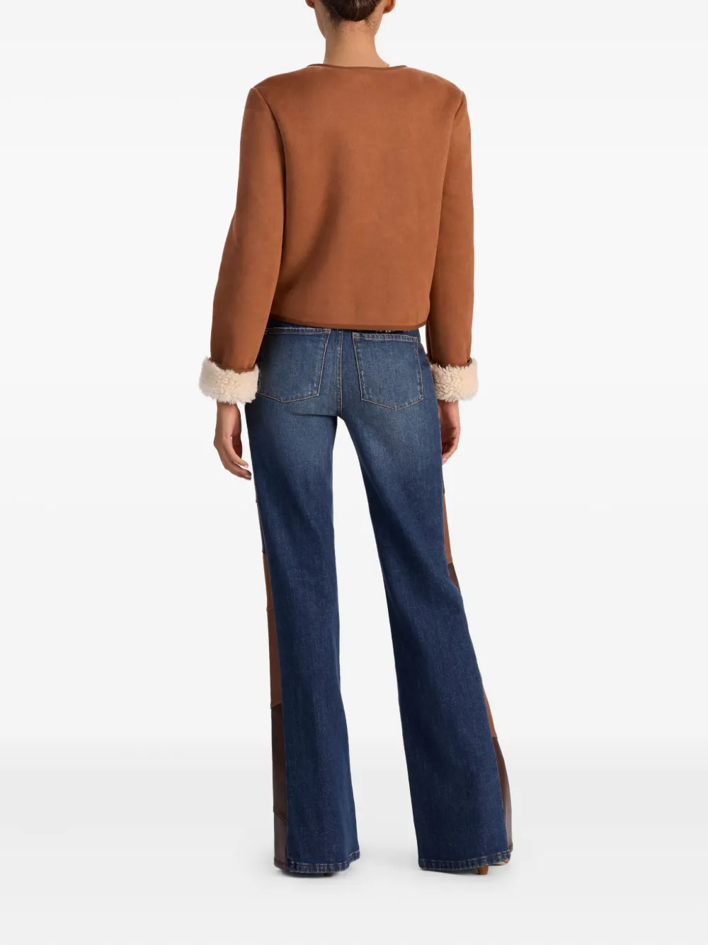 Alice And Olivia Alma Vegan Suede Teddy Jacket In Brown