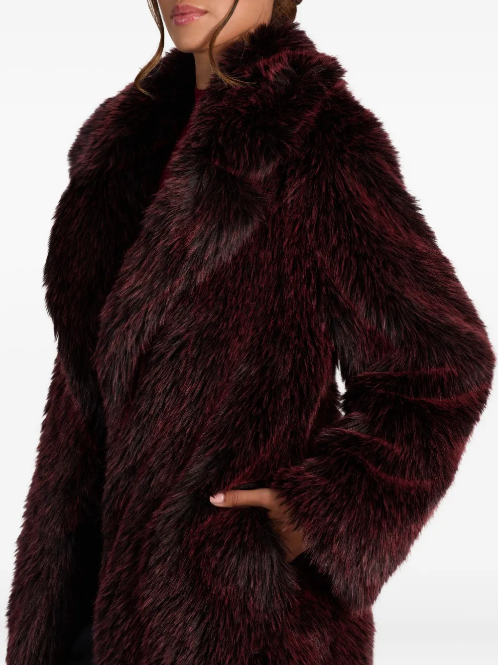 Alice And Olivia Marvin Faux-fur Coat In Burgundy