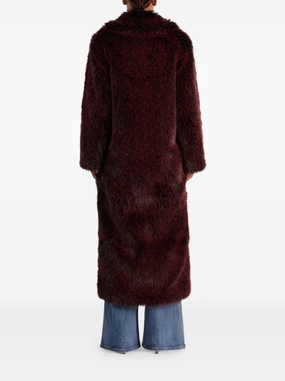 Alice And Olivia Marvin Faux-fur Coat In Burgundy