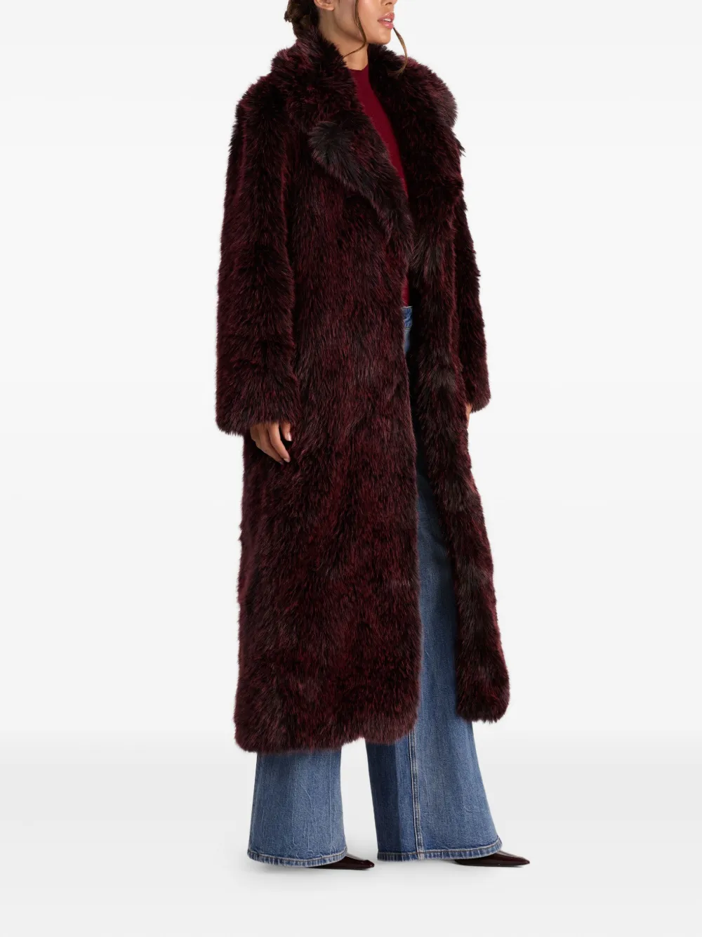 Alice And Olivia Marvin Faux-fur Coat In Burgundy