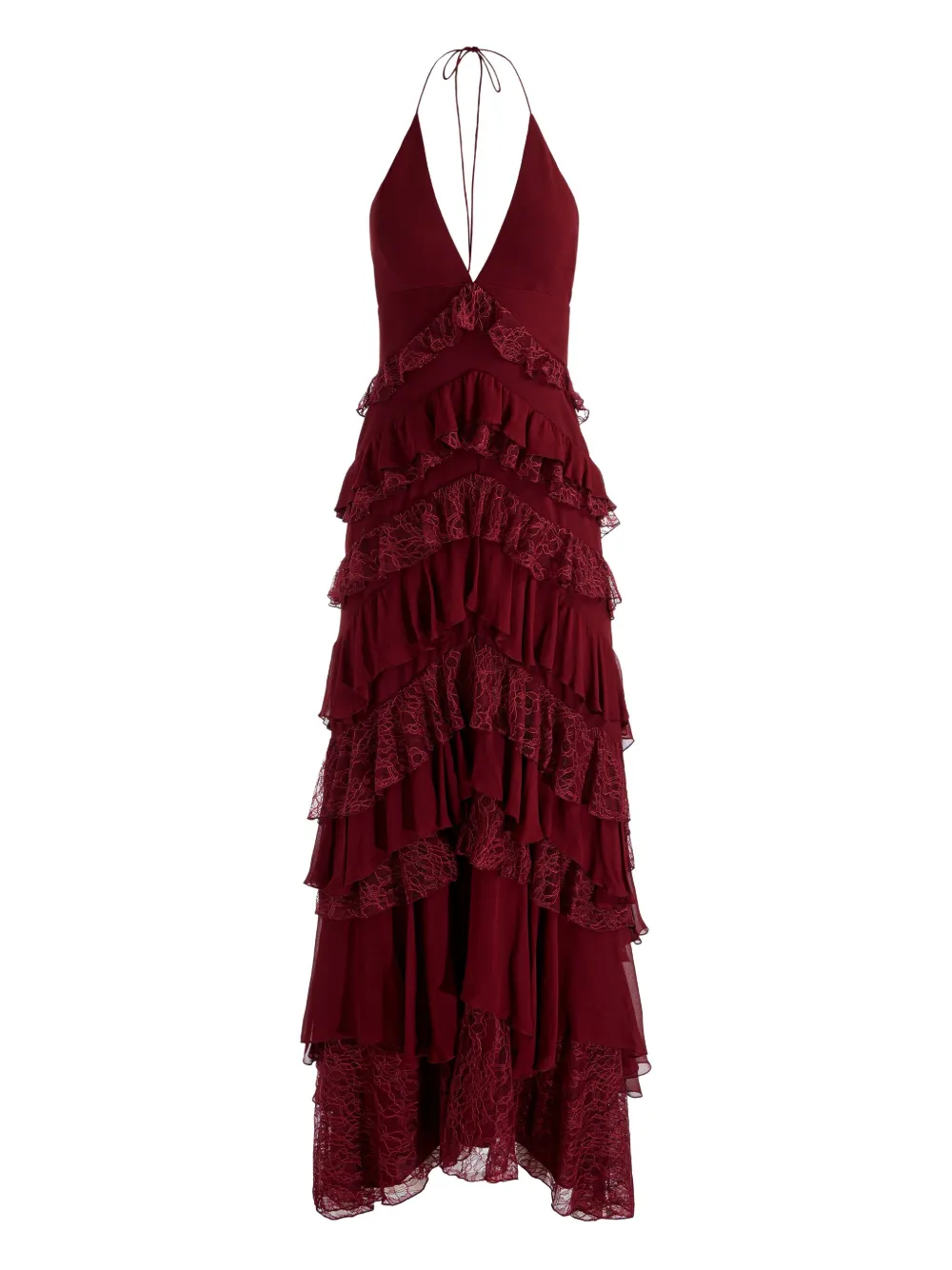 Alice And Olivia Liana V-neck Maxi Dress In Burgundy