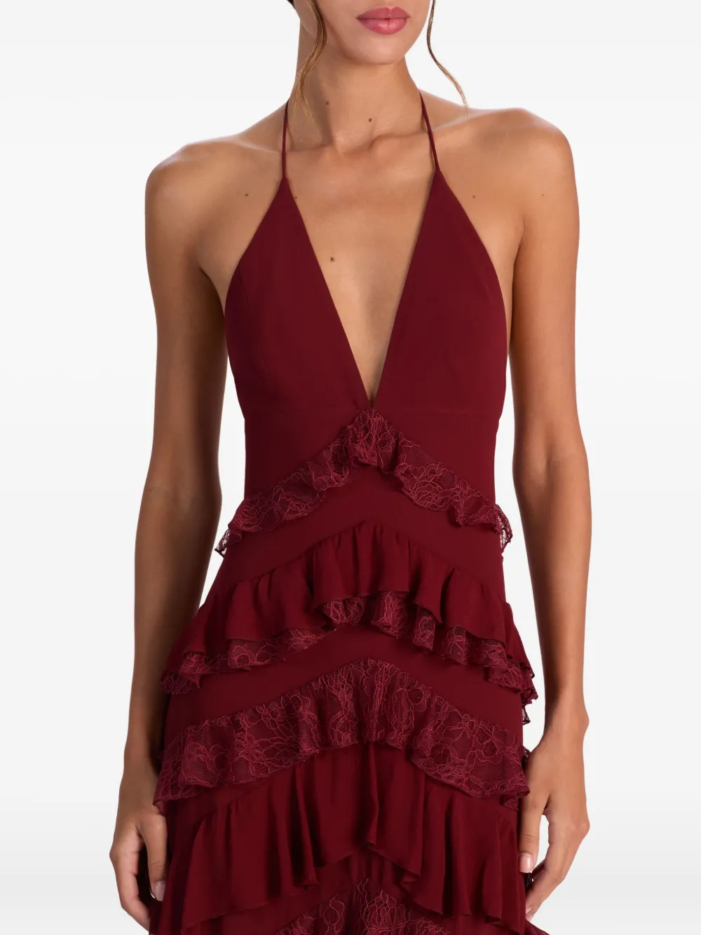 Alice And Olivia Liana V-neck Maxi Dress In Burgundy