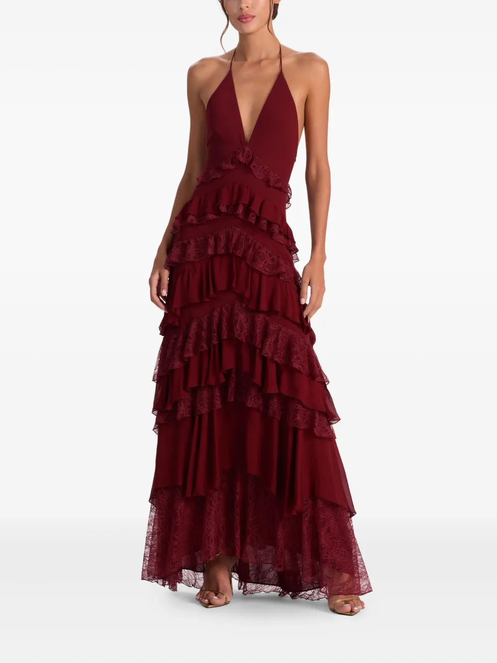 Alice + olivia Liana V-neck maxi dress - Rood