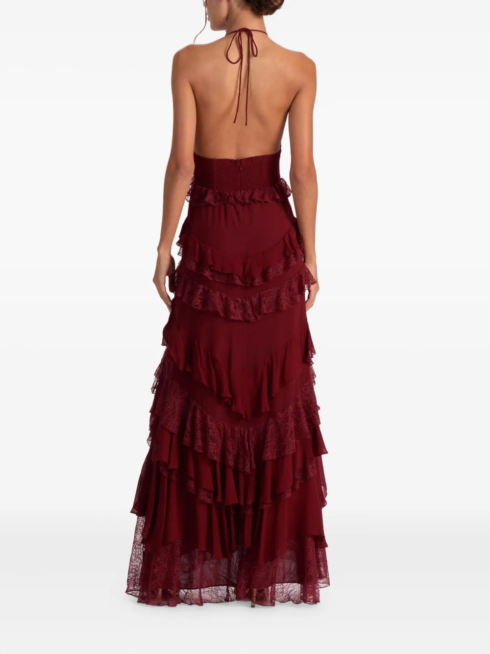Alice And Olivia Liana V-neck Maxi Dress In Burgundy