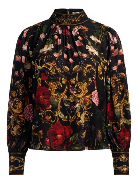 alice + olivia Marion gathered mock-neck blouse