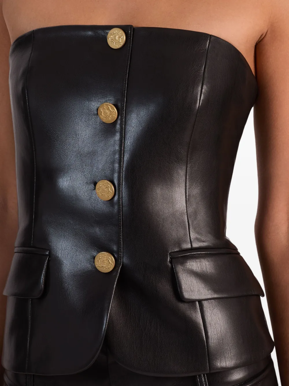 alice + olivia Strapless bustier top met knopen Zwart
