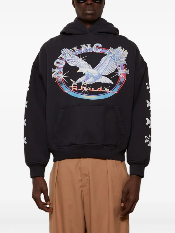RHUDE Nothing Hill Eagle graphic-print Hoodie | Black | FARFETCH
