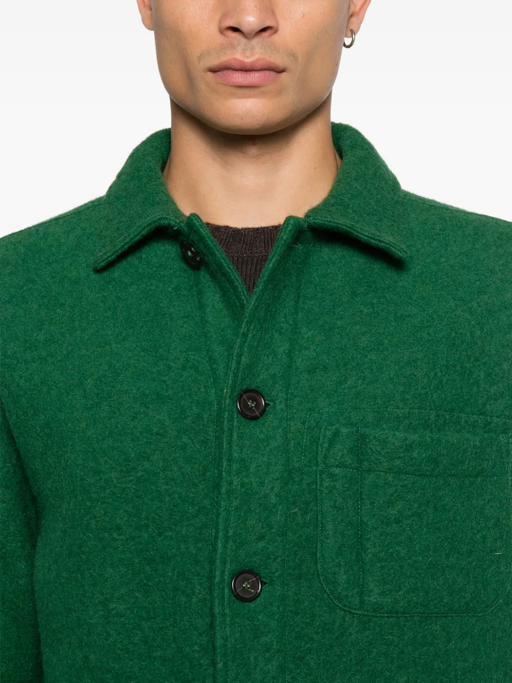 Universal Works Shirtjack met knoopzak Groen