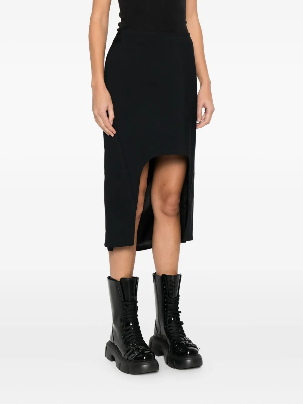 Plan C Cut-out Midi Skirt In Black