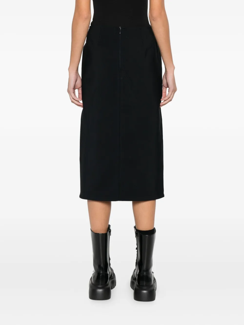 Plan C Cut-out Midi Skirt In Black