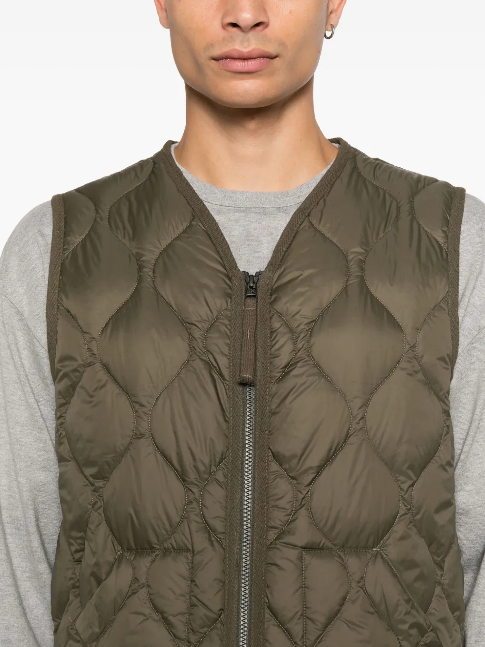 Taion Zip-fastening V-neck Gilet In Green