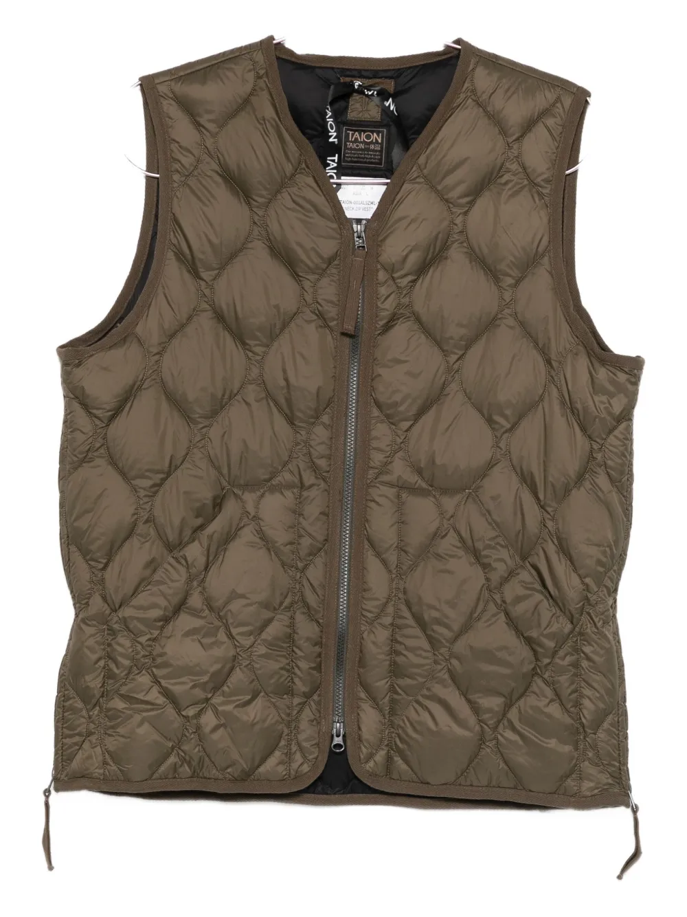 Taion Zip-fastening V-neck Gilet In Green