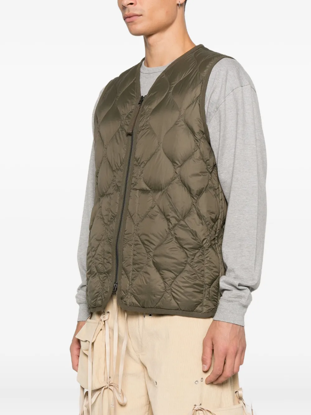 Taion Zip-fastening V-neck Gilet In Green
