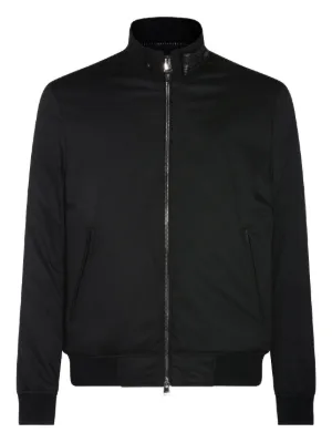 EMPORIO ARMANI ブラックレザージャケット Emporio Armani リブトリム レザージャケット | ブラック | FARFETCH JP