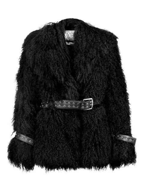 DANCASSAB chamarra de pelo con cinturón