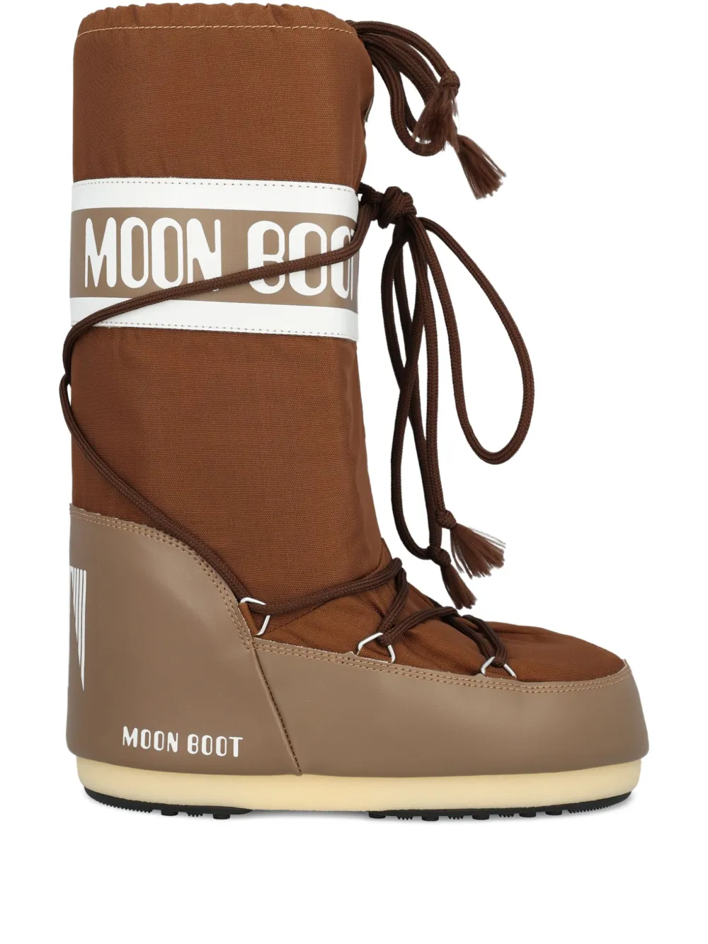 Moon Boot Logo-band Boots In Brown