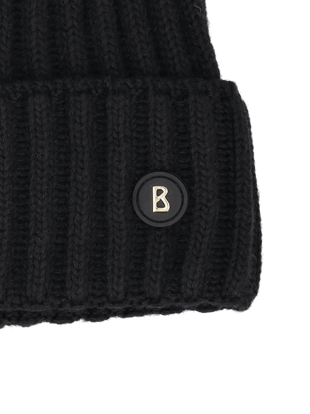 Bogner Pompom Ribbed Hat In Black