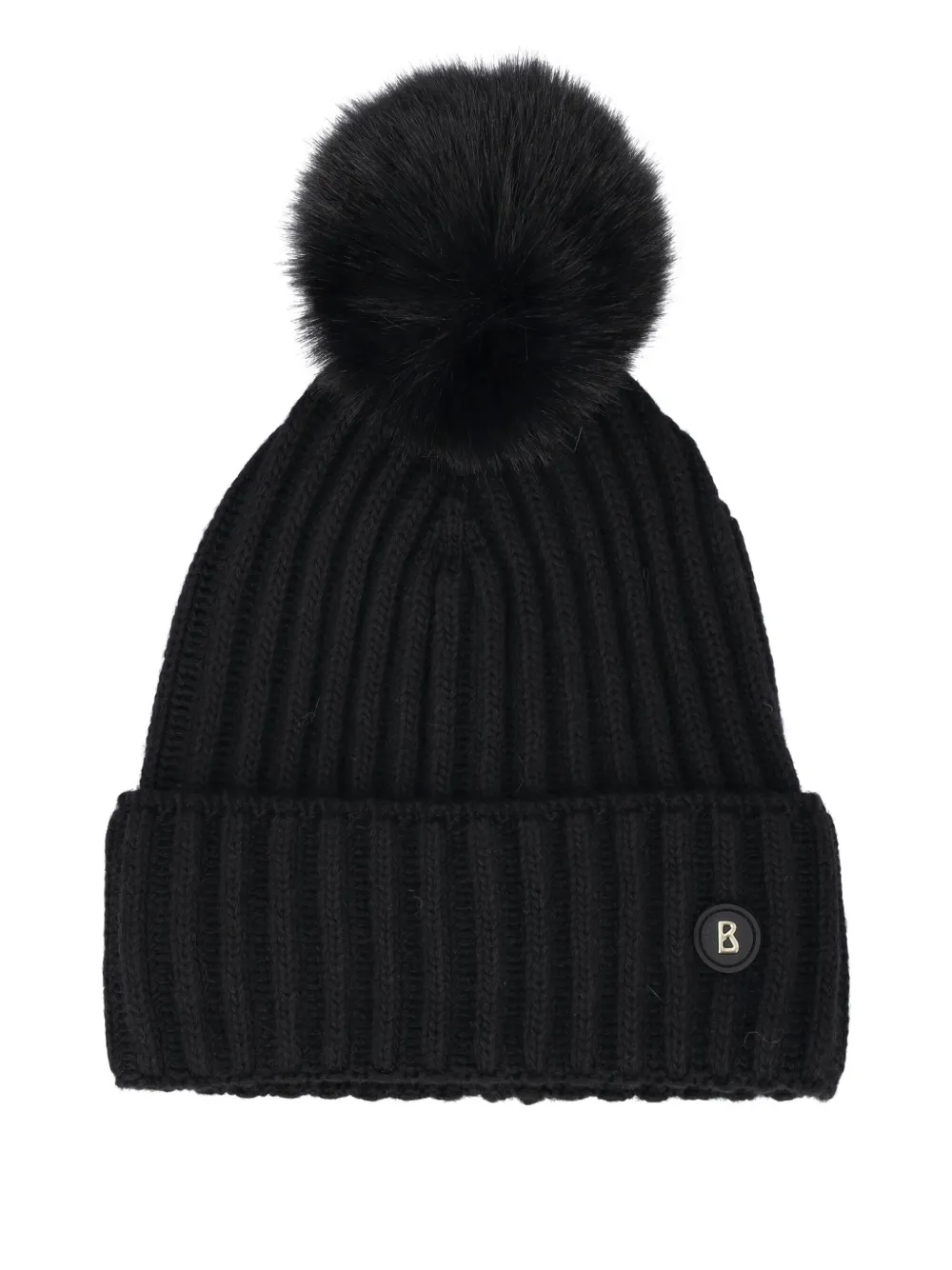Bogner Pompom Ribbed Hat In Black