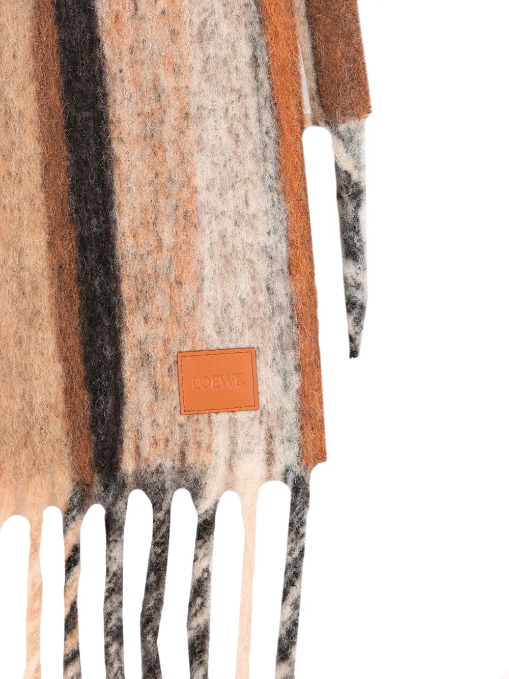 Loewe Striped Fringed Scarf In Brown