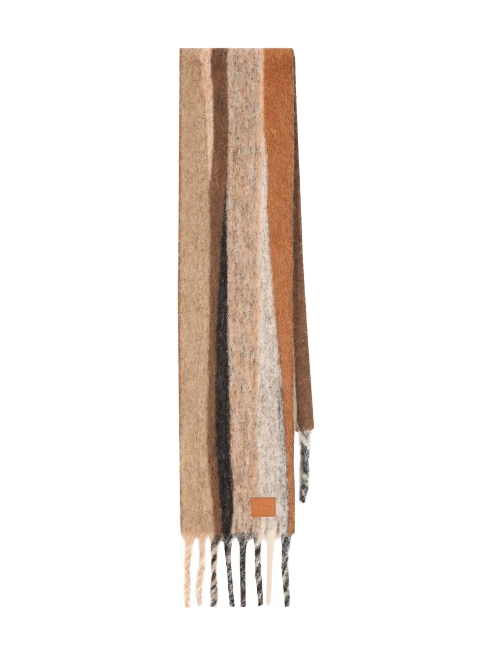 Loewe Striped Fringed Scarf In Brown