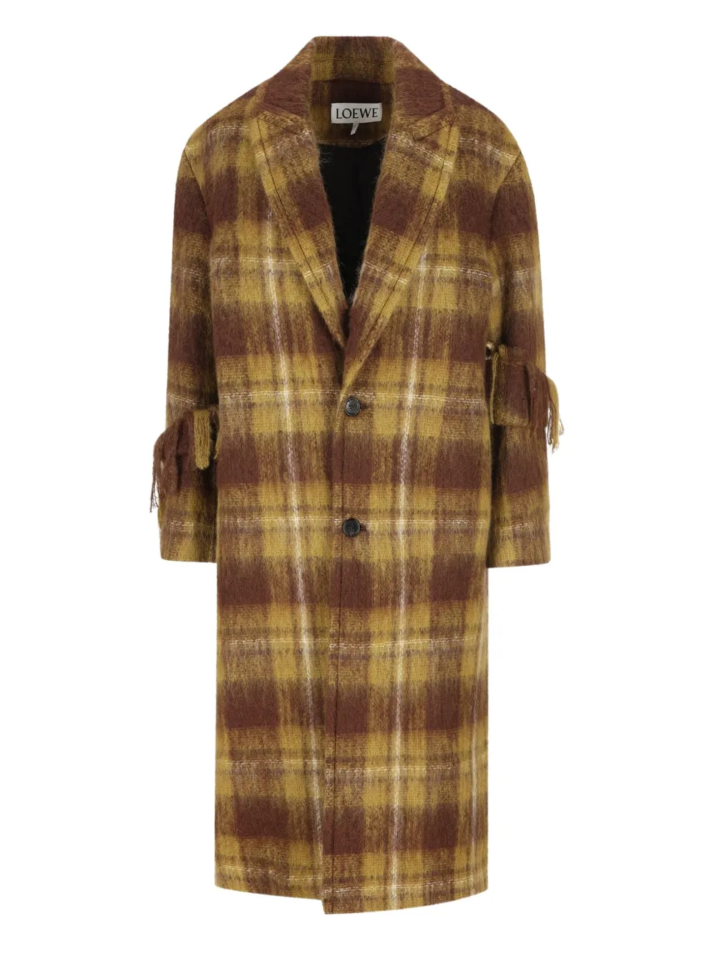 Loewe Plaid Oversized Alpaca-wool Coat In Brown